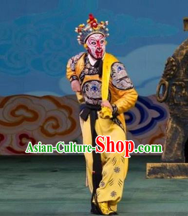 Chinese Peking Opera Martial Male Apparel A Monkey King Costumes Sun Wukong Garment and Headwear