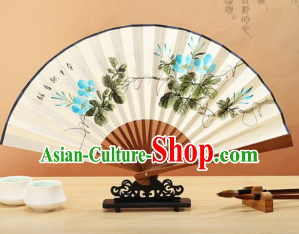 Chinese Hand Painting Petunia Paper Fan Traditional Classical Dance Accordion Fans Folding Fan