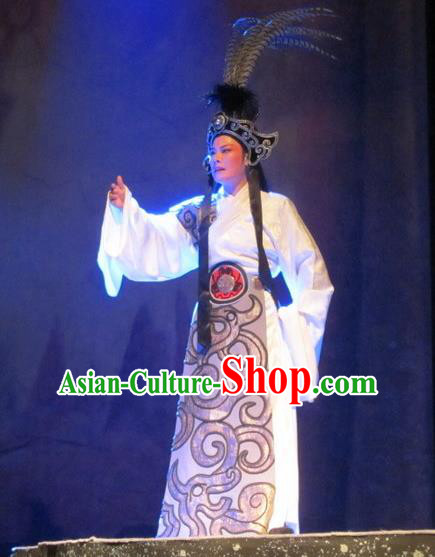 Chinese Yue Opera Young Man Costumes and Headwear Da Mo Li Ge Shaoxing Opera Wusheng Takefu Zhangsun Sheng Garment Apparels