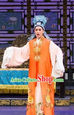 Chinese Yue Opera Niche Wu Nv Bai Shou Costumes and Headwear Shaoxing Opera Xiaosheng Apparels Garment Young Male Embroidered Cape