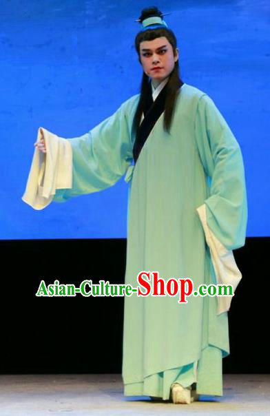 Chinese Yue Opera Scholar An Dacheng Shuang Jiao Jie Qin Costumes and Headwear Young Male Garment Shaoxing Opera Xiaosheng Apparels