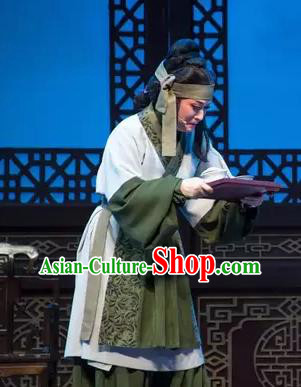 Chinese Shaoxing Opera Poor Dame Apparels Garment and Headdress Yue Opera Costumes Shuang Jiao Jie Qin Elderly Female Dress