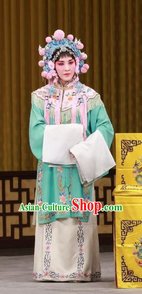Chinese Beijing Opera Court Maid Apparels Ming Mo Yi Hen Costumes and Headpieces Traditional Peking Opera Palace Lady Dress Garment
