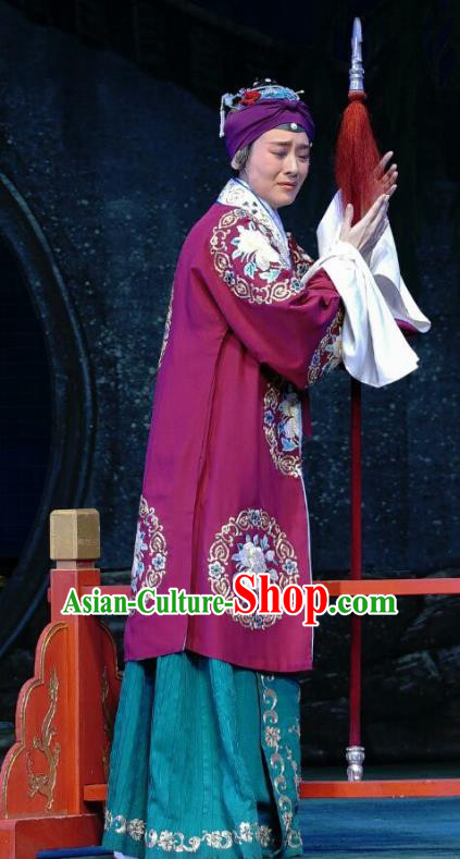 Chinese Beijing Opera Elderly Female Apparels Colorful Spear Costumes and Headpieces Traditional Peking Opera Dame Jiang Guizhi Dress Pantaloon Garment