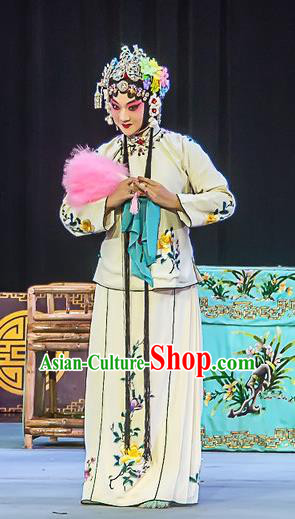 Chinese Sichuan Opera Diva The Legend of White Snake Bai Suzhen Garment Costumes and Hair Accessories Traditional Peking Opera Young Female Dress Actress Apparels