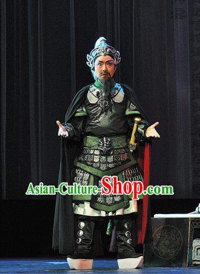 Xi Zhao Qi Shan Chinese Sichuan Opera Martial Male Apparels Costumes and Headpieces Peking Opera General Yang Yi Garment Armor Clothing