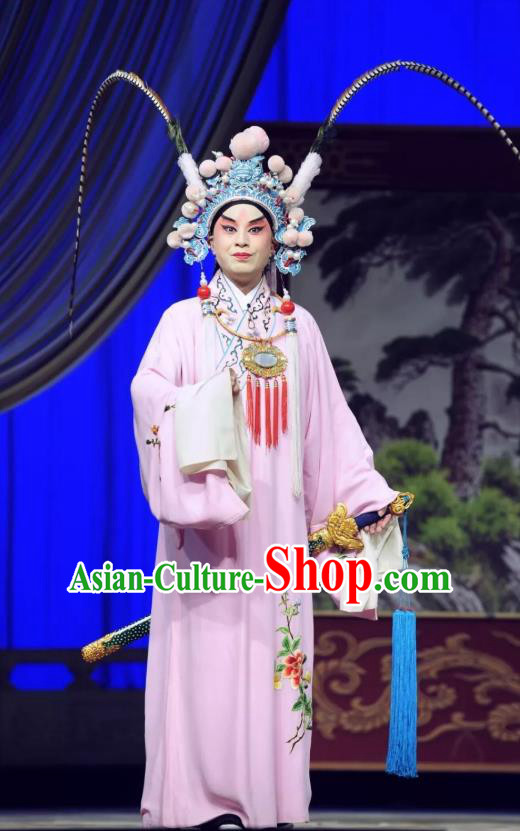 The Mirror of Fortune Chinese Peking Opera Scholar Lin Bi Garment Costumes and Headwear Beijing Opera Xiaosheng Apparels Young Male Clothing