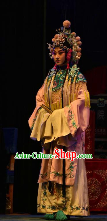 Chinese Jin Opera Figurant Garment Costumes and Headdress Ming Gong Duan Traditional Shanxi Opera Court Maid Apparels Palace Lady Dress