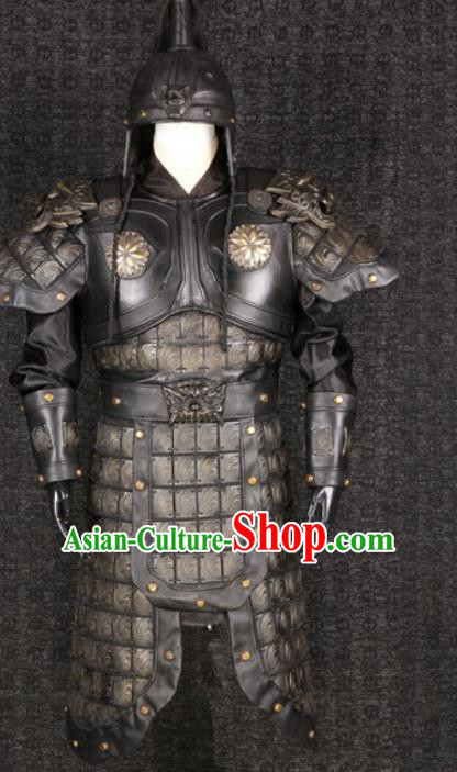 Traditional Chinese Ming Dynasty Warrior Body Armor Outfits Ancient Film General Armour Costumes and Headwear Full Set