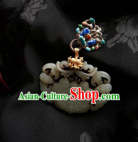 Chinese Classical Cheongsam Silver Jade Brooch Traditional Hanfu Accessories Handmade Cloisonne Breastpin Pendant for Women